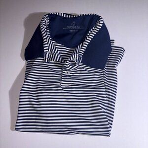 Properly Tied Boutique Striped Polo Style Golf Shirt Youth Navy M (10-12)